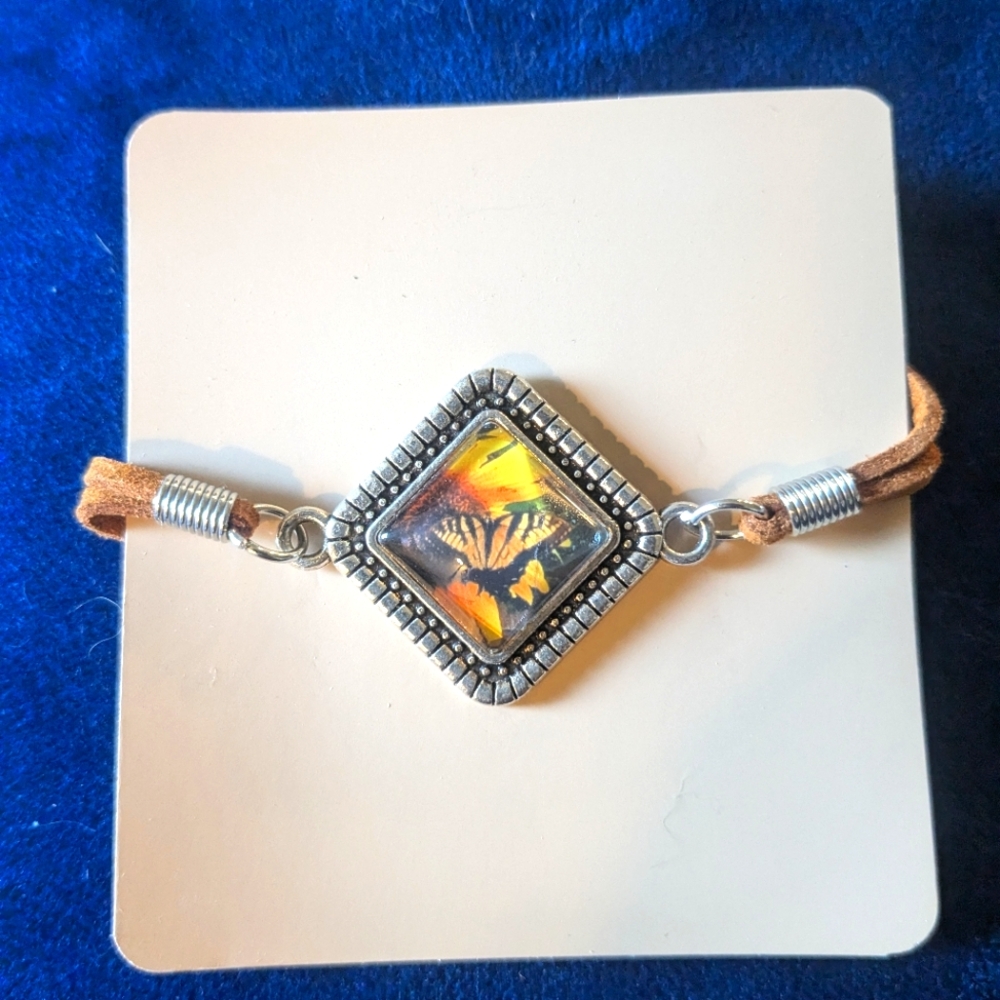 Swallow tail butterfly cabochon bracelet